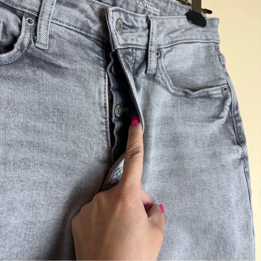 Old Navy OG Straight High Rise Button Fly Gray Denim Jeans Women’s Size 4 - Picture 5 of 15